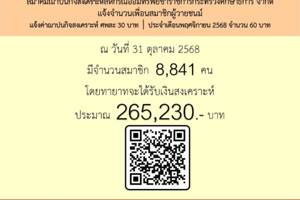 Read more about the article สสอ.ศธ. แจ้งจำนวนสมาชิกผู้วายชนม์